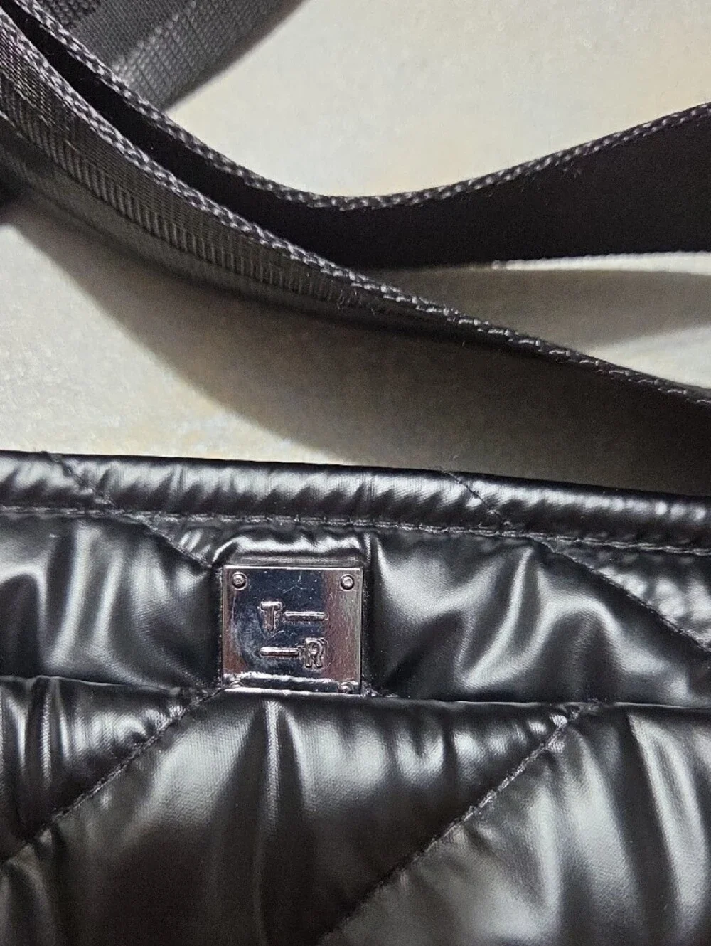 THINK ROYLN Quilted Black Crossbody Belt Bag with Wide Strap